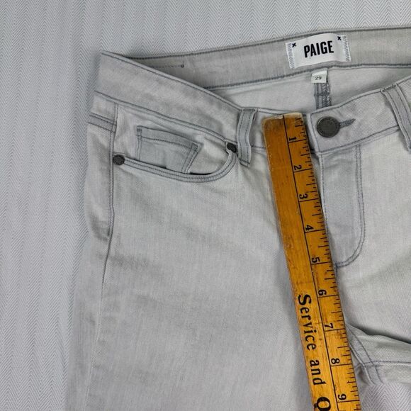 Paige Verdugo Ultra Skinny Jeans Size 29 Light Gray Metallic Coated Leg Stretch - Picture 15 of 16
